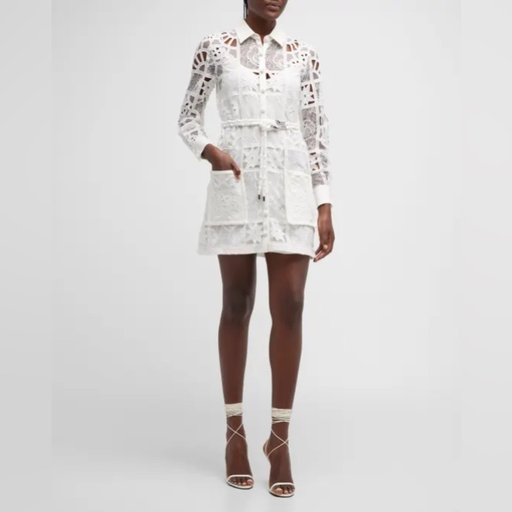 ALEXIS Tali Belted Cutwork Lace Mini Dress